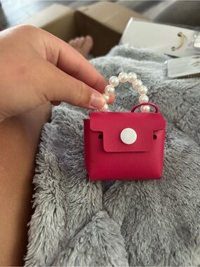 4/$50 Pink Pearl-Handle Mini Handbag - for ear buds -Stylish Accent Bag